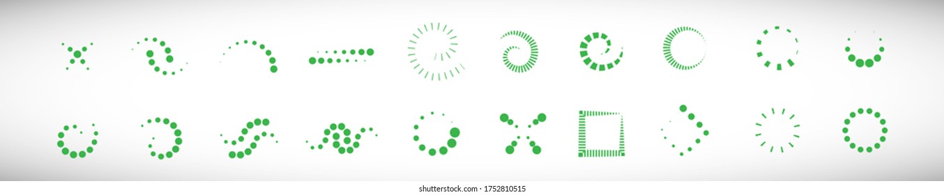 Abstract Dot Circle Icons Set. Halftone Logo Concept. Dotted Circle Isolated - Vector. Creative Icons For Dotted Logo, Tech Icon, Square Element And Logotype. Abstract Circle Dot Technology Logo