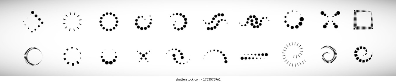 Abstract Dot Circle Icons Set. Halftone Logo Concept. Dotted Circle Isolated - Vector. Creative Icons For Dotted Logo, Tech Icon, Square Element And Logotype. Abstract Circle Dot Technology Logo