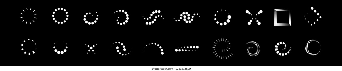 Abstract Dot Circle Icons Set. Halftone Logo Concept. Dotted Circle Isolated - Vector. Creative Icons For Dotted Logo, Tech Icon, Square Element And Logotype. Abstract Circle Dot Technology Logo