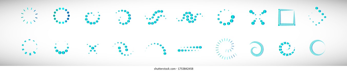 Abstract Dot Circle Icons Set. Halftone Logo Concept. Dotted Circle Isolated - Vector. Creative Icons For Dotted Logo, Tech Icon, Square Element And Logotype. Abstract Circle Dot Technology Logo