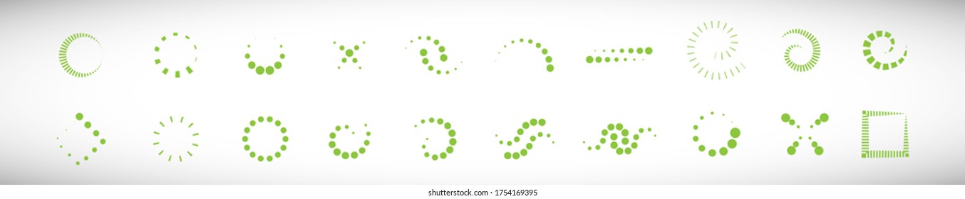 Abstract Dot Circle Icons Set. Halftone Logo Concept. Dotted Circle Isolated - Vector.  