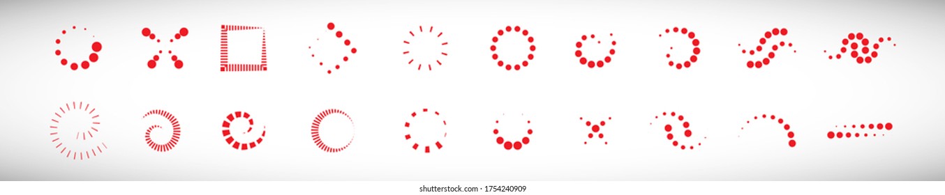 Abstract Dot Circle Icons Set. Halftone Logo Concept. Dotted Circle Isolated - Vector. Creative Icons For Dotted Logo, Tech Icon, Square Element And Logotype. Abstract Circle Dot Technology Logo