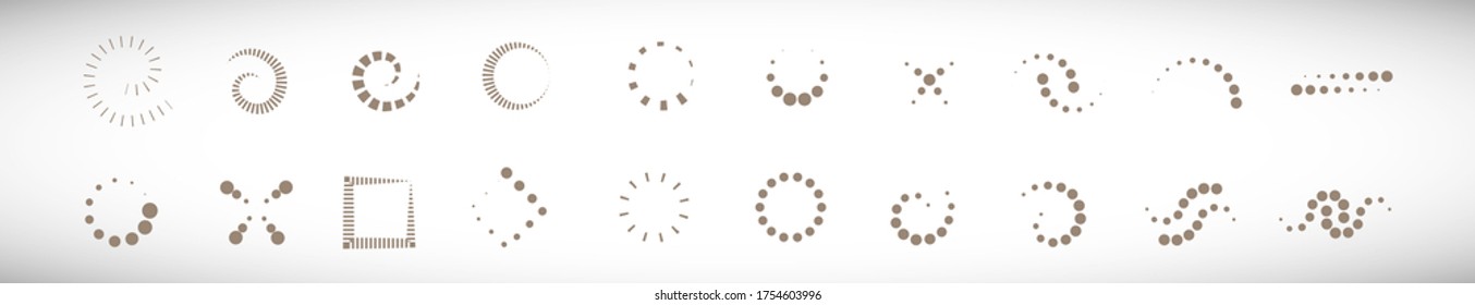 Abstract Dot Circle Icons Set. Halftone Logo Concept. Dotted Circle Isolated - Vector.  