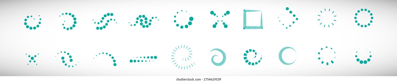 Abstract Dot Circle Icons Set. Halftone Logo Concept. Dotted Circle Isolated - Vector. Creative Icons For Dotted Logo, Tech Icon, Square Element And Logotype. Abstract Circle Dot Technology Logo