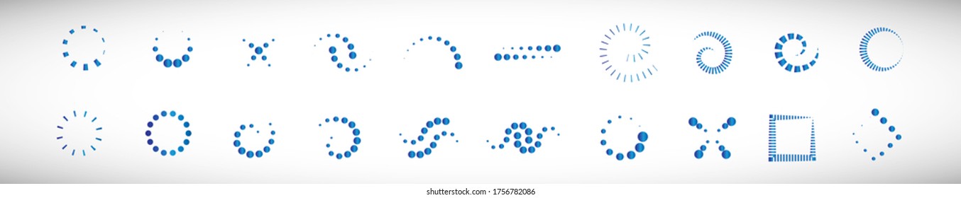 Abstract Dot Circle Icons Set. Halftone Logo Concept. Dotted Circle Isolated - Vector. Creative Icons For Dotted Logo, Tech Icon, Square Element And Logotype. Abstract Circle Dot Technology Logo