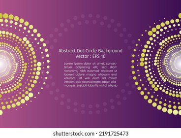 Abstract dot circular background, groups of halftone dots at left and right side, and big transparent ring of dots in the middle