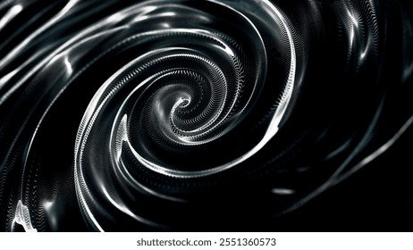 Digitale kreisförmige abstrakte Punktpartikelwelle. Spiralportal. Flüssigkeitswirbel. Whirlpool. Hypnotischer Hintergrund. Heller digitaler leuchtender Kreis. Drehtrichter. Abstrakte Vektorgrafik.