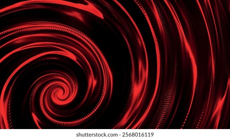 Abstract dot digital circular particle wave. Spiral portal. Liquid vortex. Whirlpool. Hypnotic background. Bright digital glowing circle. Rotating funnel. Abstract vector illustration.