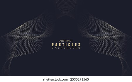 Ponto abstrato Ondas de linha de fluxo Plano de fundo de curvas suaves. Partícula Geométrica Linha Onda Meio-Tom Pontilhado Fundo. Conceito Para Ciência, Capa De Música, Site, Cabeçalho, Apresentação, Banner