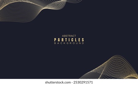Abstract Dot Flowing Line Waves Smooth Curves Background. Particle Geometric Technology Line Wave Halftone Dotted Background. Concept For Science, Music Cover, Website, Header, Presentation, Banner
