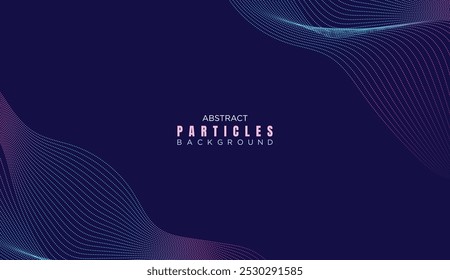 Abstract Dot Flowing Line Waves Smooth Curves Background. Particle Geometric Technology Line Wave Halftone Dotted Background. Concept For Science, Music Cover, Website, Header, Presentation, Banner