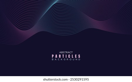 Fondo de curvas lisas de ondas de línea de punto Abstractas. Fondo punteado semitono de onda de línea de Tecnología geométrica de partículas. Concepto Para La Ciencia, Cubierta De Música, Sitio web, Cabecera, Presentación, Anuncio