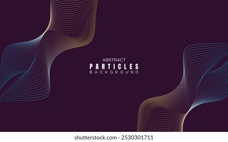 Fondo de curvas lisas de ondas de línea de punto Abstractas. Fondo punteado semitono de onda de línea de Tecnología geométrica de partículas. Concepto Para La Ciencia, Cubierta De Música, Sitio web, Cabecera, Presentación, Anuncio