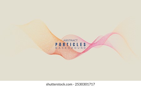 Abstrakte Punkt fließende Linie Wellen glatten Kurven Hintergrund. Teilchengeometrische Technologie Linie Welle Halbton gepunkteten Hintergrund. Konzept für Wissenschaft, Musikcover, Website, Kopfzeile, Präsentation, Banner