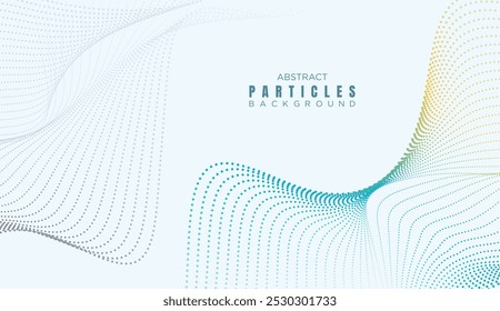 Abstract Dot Flowing Line Waves Smooth Curves Background. Particle Geometric Technology Line Wave Halftone Dotted Background. Concept For Science, Music Cover, Website, Header, Presentation, Banner