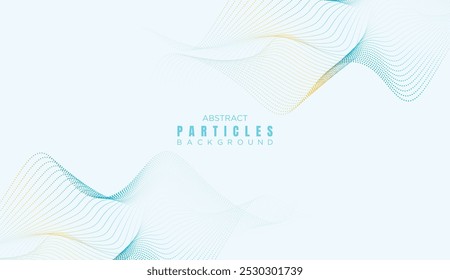 Abstract Dot Flowing Line Waves Smooth Curves Background. Particle Geometric Technology Line Wave Halftone Dotted Background. Concept For Science, Music Cover, Website, Header, Presentation, Banner
