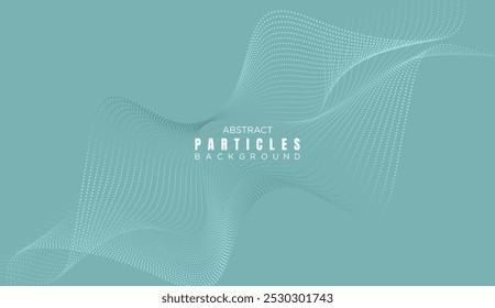 Abstract Dot Flowing Line Waves Smooth Curves Background. Particle Geometric Technology Line Wave Halftone Dotted Background. Concept For Science, Music Cover, Website, Header, Presentation, Banner