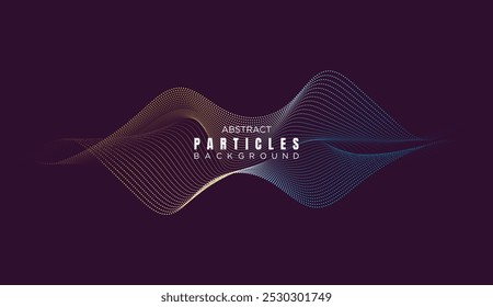 Ponto abstrato Ondas de linha de fluxo Plano de fundo de curvas suaves. Partícula Geométrica Linha Onda Meio-Tom Pontilhado Fundo. Conceito Para Ciência, Capa De Música, Site, Cabeçalho, Apresentação, Banner