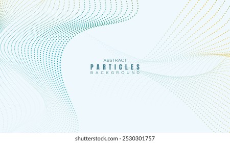 Ponto abstrato Ondas de linha de fluxo Plano de fundo de curvas suaves. Partícula Geométrica Linha Onda Meio-Tom Pontilhado Fundo. Conceito Para Ciência, Capa De Música, Site, Cabeçalho, Apresentação, Banner