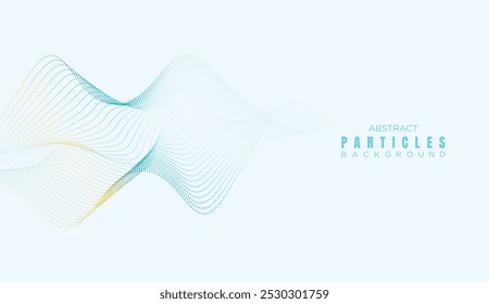 Ponto abstrato Ondas de linha de fluxo Plano de fundo de curvas suaves. Partícula Geométrica Linha Onda Meio-Tom Pontilhado Fundo. Conceito Para Ciência, Capa De Música, Site, Cabeçalho, Apresentação, Banner