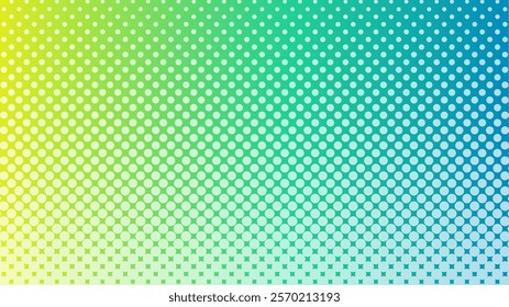 abstract dot halftone with gradient green and blue color background