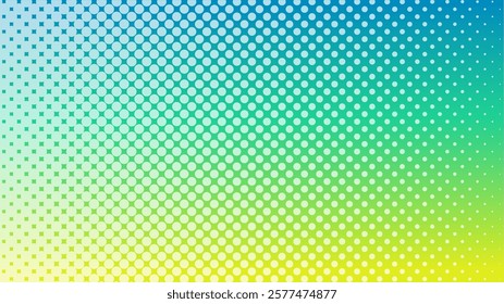 abstract dot halftone with gradient green and blue color background