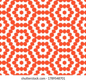 Abstract dot and hexagon geometric seamless pattern. Mosaic background. Linear geo shape infinity backdrop. Polygon wrapping paper. Vector illustration.  