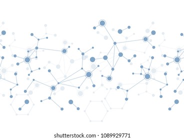 Abstract dot and line molecular structures in technology background and science style. Medical design. Vector illustration