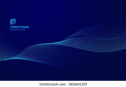 Abstract dot particle of blue design element on dark background. Technology futuristic concept. Vector illustration 