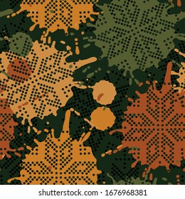 Abstract dot pattern, blot, ethnicity, seamless vector background.