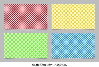 Abstract dot pattern business card background template design set - vector id card illustration with colored circles on white background