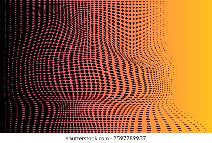 Abstract Dot Pattern A mesmerizing display of an abstract dot pattern, transitioning from dark to warm colors, creating a sense of movement and depth.
