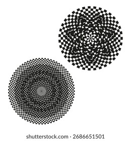 Padrão de ponto abstrato. Vetor de meio-tom radial. Ilustração geométrica circular. Design de textura branco preto. EPS 10.