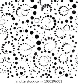 Abstract dot seamless pattern. Chaotic circle bubble background