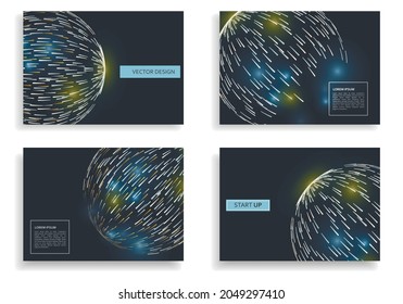 Abstract dot shapes, vector set of design element. A4 brochure cover. Creative circle figure and sign bright construction. Vector illustration