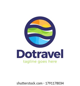 Abstract dot travel colorful elements simple line logo symbol in circle shape. Vector logo