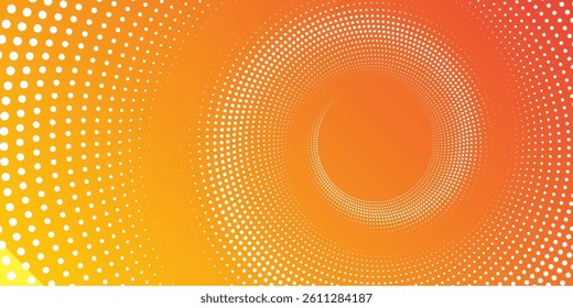 Abstract Dot Vortex  Swirling White Dots on Gradient Orange Background