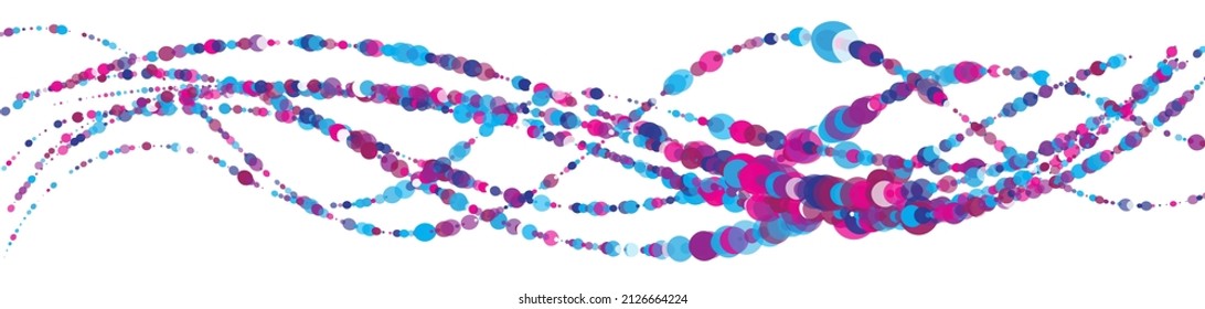 Abstract dot wave pattern. Wavy dots border, thin dotted line, particle soundwave, halftone lines, stripe motion