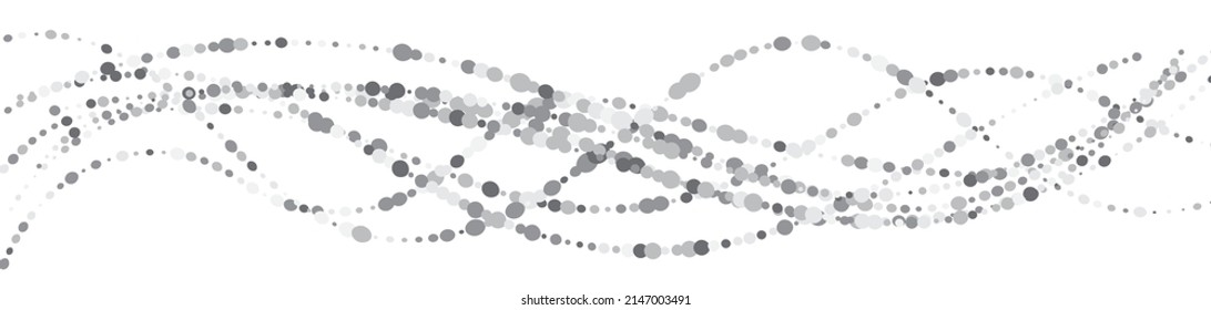 Abstract dot wave pattern. Wavy dots border, thin dotted line, particle soundwave, halftone lines, stripe motion