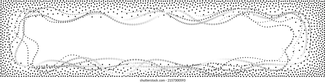 Abstract Dot Wave Pattern. Wavy Dots Border, Thin Dotted Line, Particle Soundwave, Halftone Lines, Stripe Motion