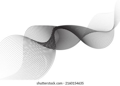 Abstract Dot Wave Pattern. Wavy Dots Border, Thin Dotted Line, Particle Soundwave, Halftone Lines, Stripe Motion