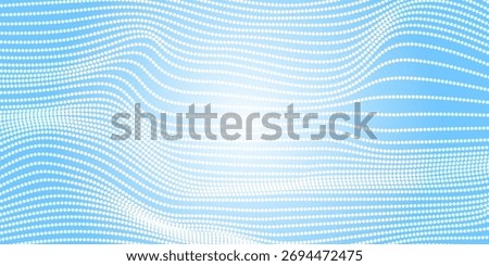 Abstract dot white blue color wave pattern screen led light gradient texture background. Technology big data digital concept. 3d rendering.