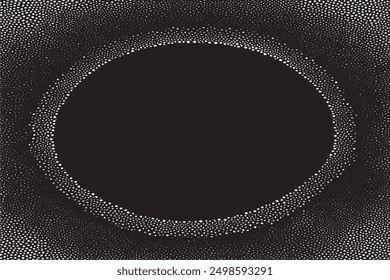 Abstract Dot work Frame Pattern Vector Background with Sand Grain Effect and Black Stipple Dots     