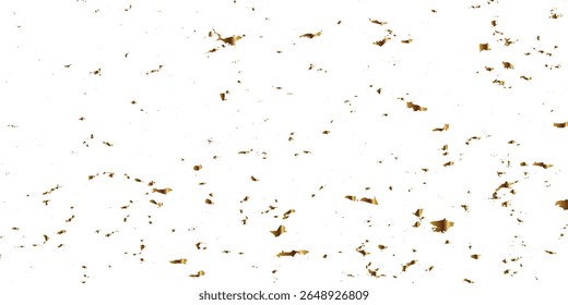 Abstract doted and confetti golden glitter and zigzag ribbon particles splatter on transparent background. Luxury golden glitter confetti that floats down falling bokeh celebration background.