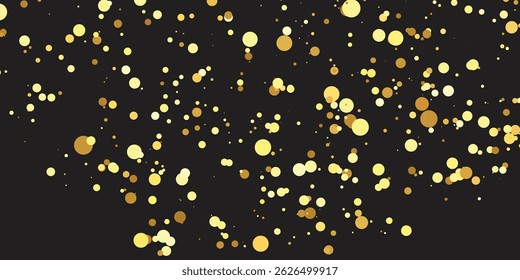 Abstract doted Golden glitter with black background. Luxury sparkling confetti. Celebration falling doted gold glitter. Vector illustration. gold, luxury, isolated, light, background, white, vector