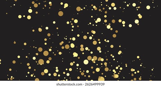 Abstract doted Golden glitter with black background. Luxury sparkling confetti. Celebration falling doted gold glitter. Vector illustration. gold, luxury, isolated, light, background, white, vector