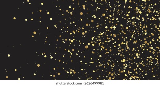 Abstract doted Golden glitter with black background. Luxury sparkling confetti. Celebration falling doted gold glitter. Vector illustration. gold, luxury, isolated, light, background, white, vector