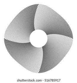 Abstract doted shape with distortion effect isolated on white.