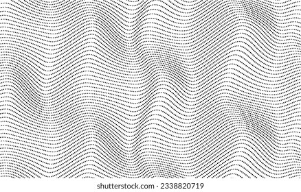 Resumen de puntos de fondo. Conectando puntos y fondo de líneas. Resumen de partículas de onda digital. Resumen del fondo de la ilustración de medio tono. Ilustración vectorial.