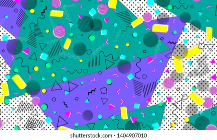 Abstract dots background. Memphis pattern. Vector Illustration. Hipster style 80s-90s pattern. Abstract colorful funky background.